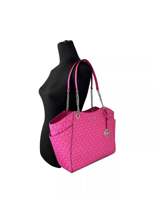 Michael Kors Purple Jet Set Large Chain Shoulder Tote Bag Dragon Fruit