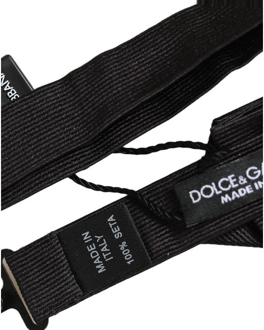 Dolce & Gabbana Men Black 100% Silk Adjustable Neck Papillon Bow Tie for men