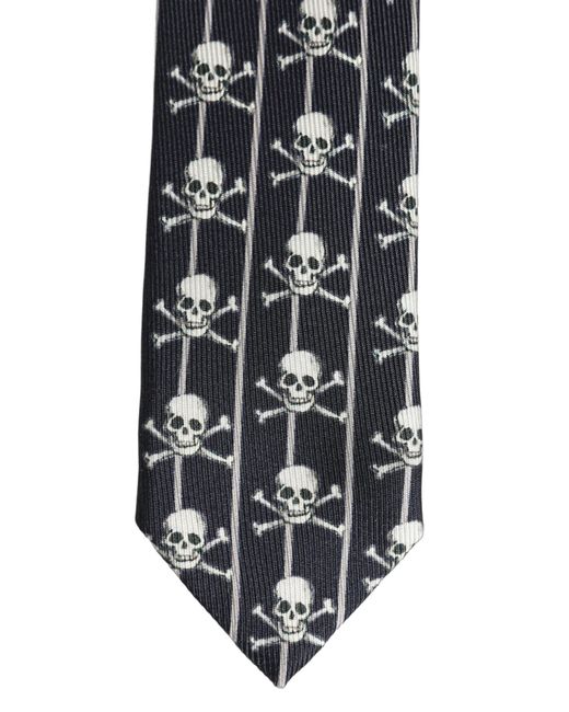 Dolce & Gabbana Men Black Silk Skull Fantasy Adjustable Tied Necktie Tie for men