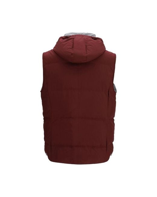 Brunello Cucinelli Purple Bordeaux Polyester Sleeveless Jacket for men
