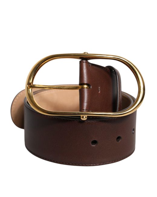 Dolce & Gabbana Brown Leather Waist Metal Buckle Belt for men