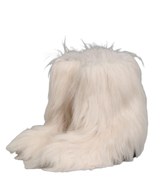Dolce & Gabbana Natural White Faux Fur Mid Calf Men Boots Shoes for men