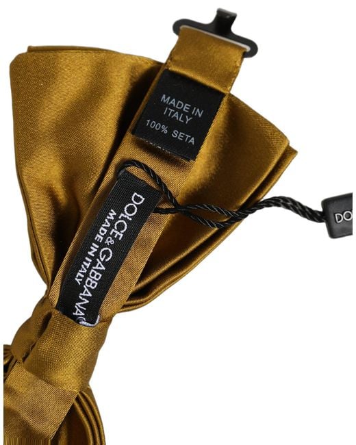 Dolce & Gabbana Black Men Mustard 100% Silk Adjustable Neck Papillon Bow Tie for men