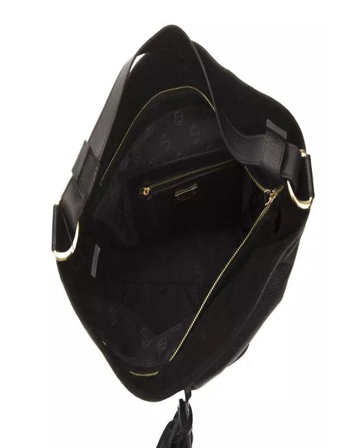 Pompei Donatella Black Elegant Leather Shoulder Bag