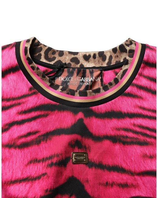 Dolce & Gabbana Black Pink Zebra Sleeveless Crew Neck Cropped T