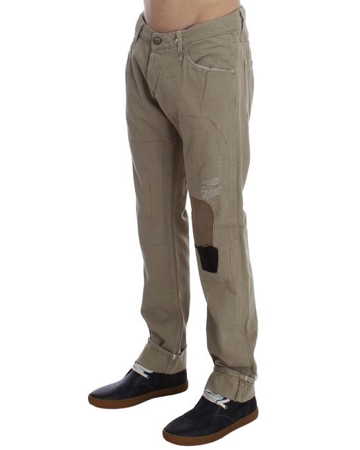 Acht Natural Cotton Patchwork Jeans Beige Sig30450 for men