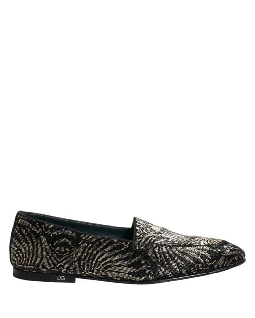 Dolce & Gabbana Black Silver Embellished Dress Loafers Shoes for men