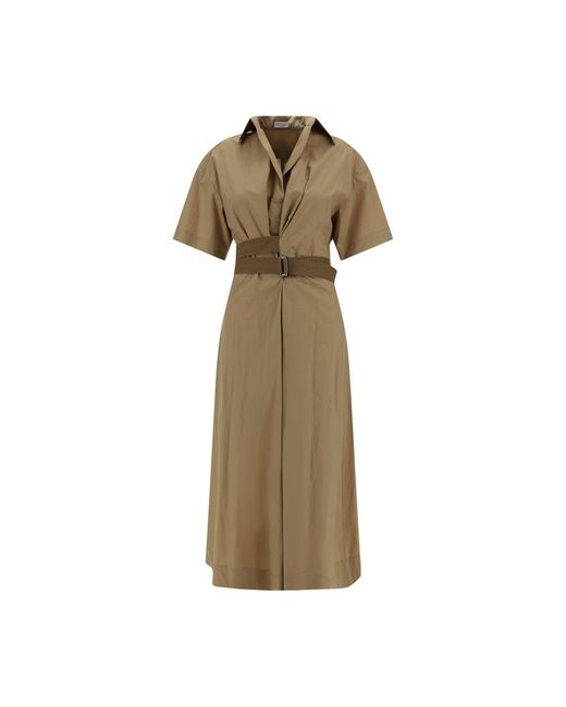 Brunello Cucinelli Natural Brown Cotton Casual Dress