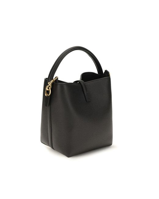 Saint Laurent Black Calf Leather Bos Taurus Backet Bag