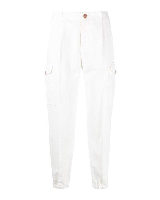 Brunello Cucinelli White Cotton Casual Pants for men