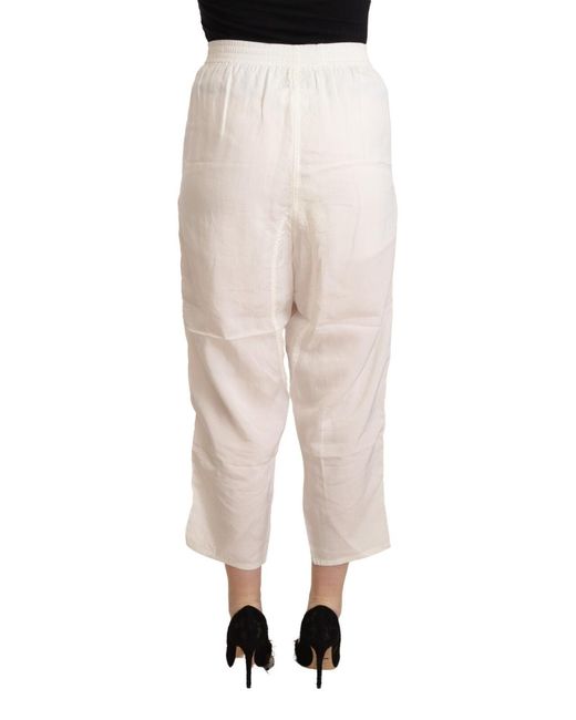 Maison Margiela White High Waist Cropped Trouser Pants