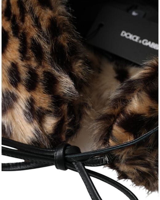 Dolce & Gabbana Black Leopard Fur Trapper Hat