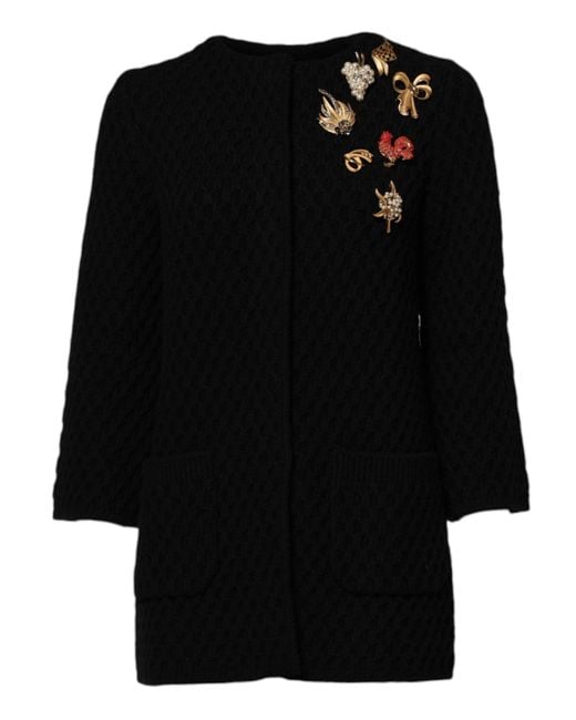 Dolce & Gabbana Black Cashmere Quilted Embellished Jacket for men