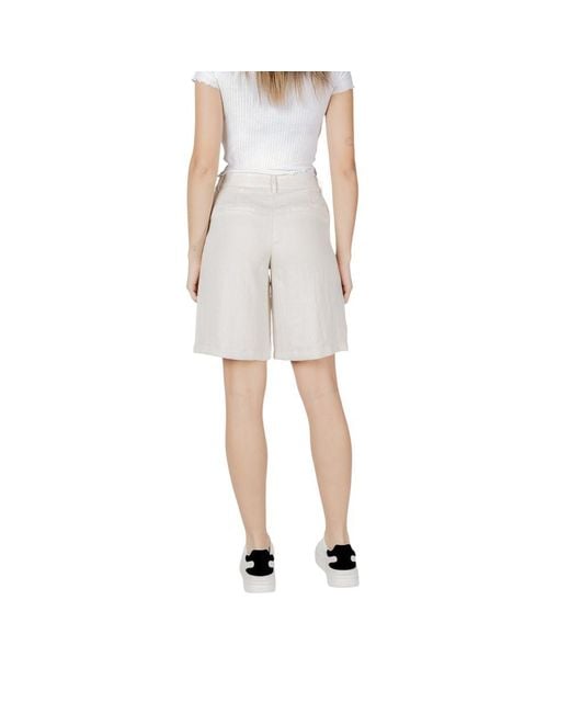VILA CLOTHES Natural Beige Viscose Bermuda Shorts
