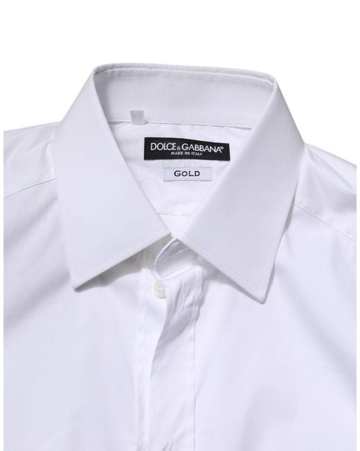 Dolce & Gabbana White Cotton Long Sleeves Formal Shirt for men