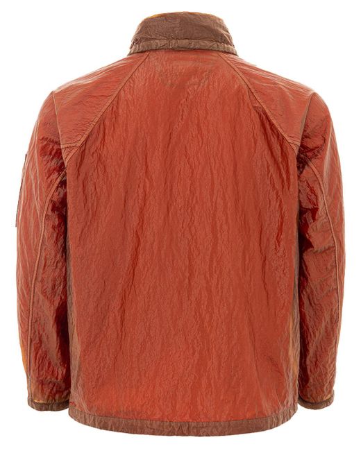 C P Company Orange Rust Technical Wrinkle Parka Jacket for men
