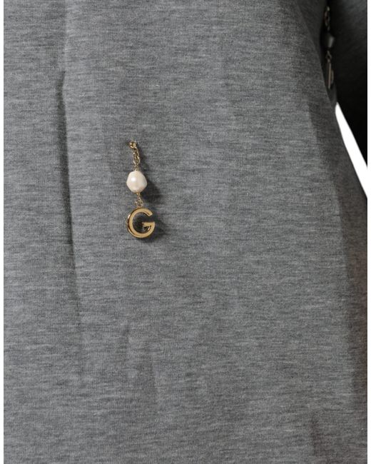 Dolce & Gabbana Gray Cotton Blend Embellished Tee T-Shirt