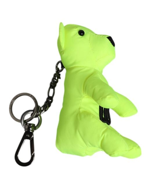 Dolce & Gabbana Green Bear Embroidered Logo Keychain Clasp Keyring for men