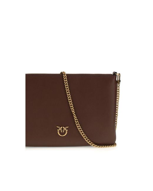 Pinko Brown Bordeaux Calf Leather Bos Taurus Shoulder Bag