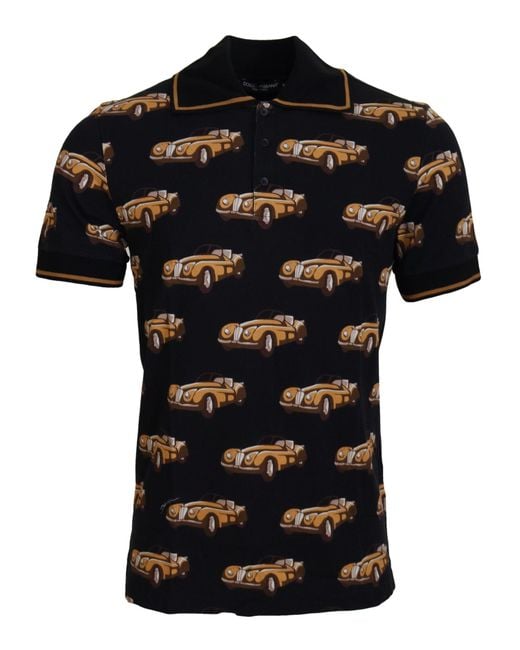 Dolce & Gabbana Black Classic Cars Polo Shirt Tsh7513 for men