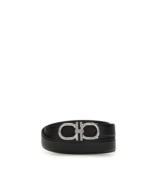 Ferragamo Black Gancini Reversible Belt for men