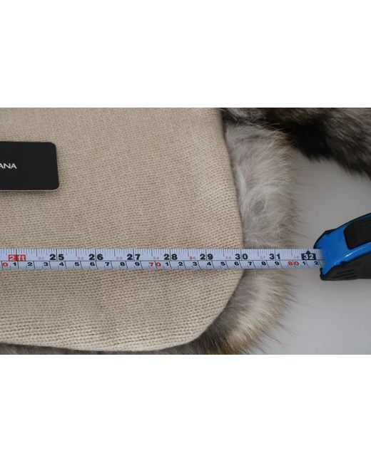 Dolce & Gabbana Black Fox Tail Fur Shawl Neck Wrap Cover Collar Scarf
