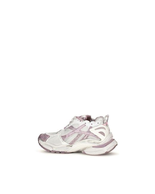 Balenciaga White Purple Polyester Athletic Sneakers