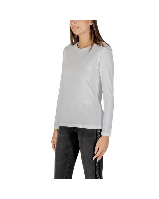 ARMANI EXCHANGE Gray White Cotton Long Sleeve T