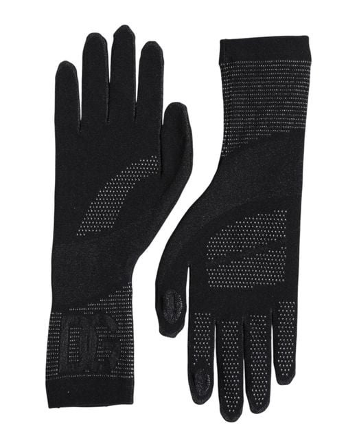Dolce & Gabbana Black Dg Logo Cotton Hands Mitten Men Gloves for men