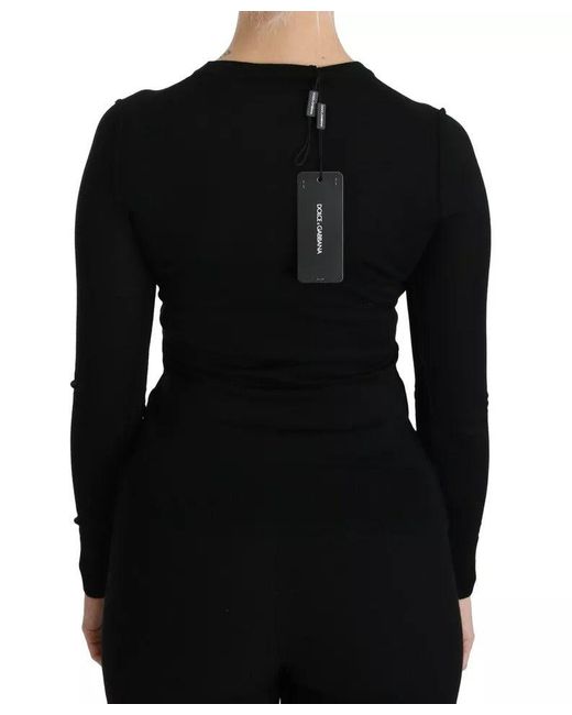 Dolce & Gabbana Black Virgin Wool Long Sleeve Blouse Top