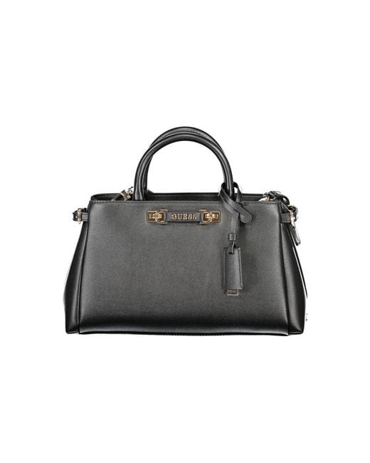 Guess Black Polyethylene Structured Handbag With Top Handle