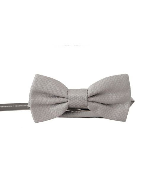 Dolce & Gabbana Gray 100% Silk Adjustable Neck Papillon Tie for men