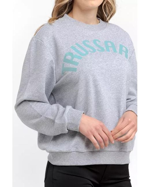 Trussardi Gray Chic Oversized Round-neck Sweatshirt In