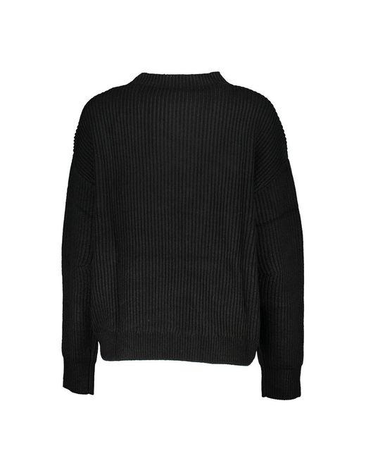 Patrizia Pepe Black Chic Turtleneck Sweater With Contrast Accents