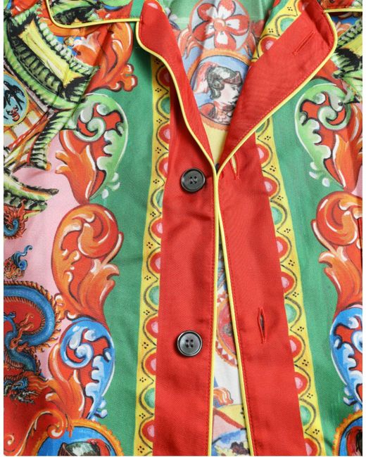 Dolce & Gabbana Red Patterned Button Down Casual Shirt for men