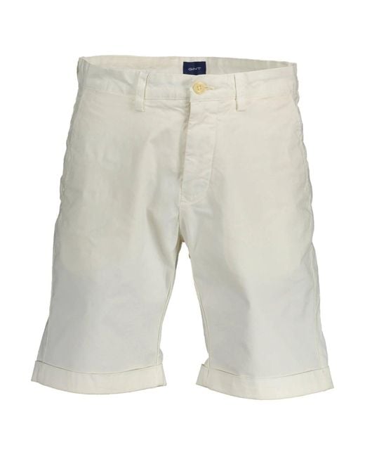 Gant Gray White Cotton Bermuda Shorts for men