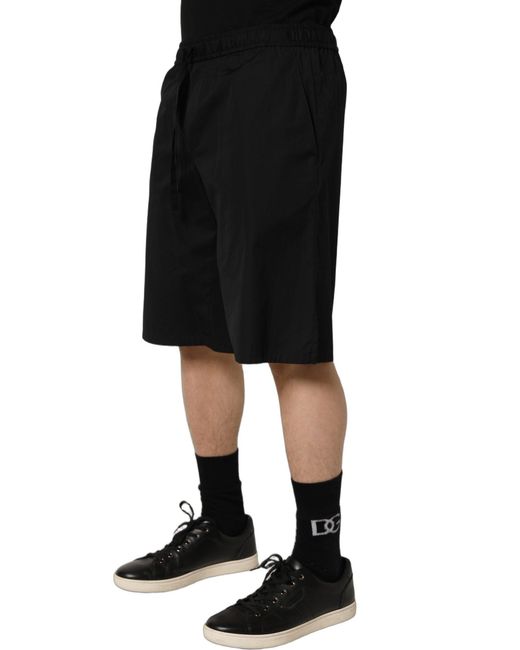 Dolce & Gabbana Black Cotton Sweatshorts Men Bermuda Shorts for men