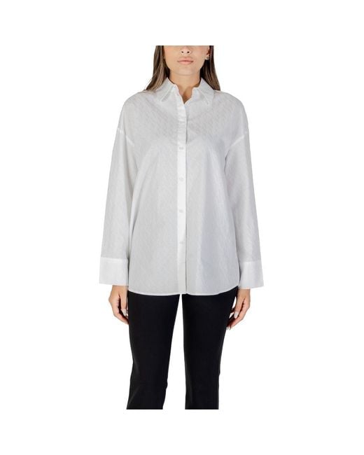 ARMANI EXCHANGE Gray White Cotton Blouse