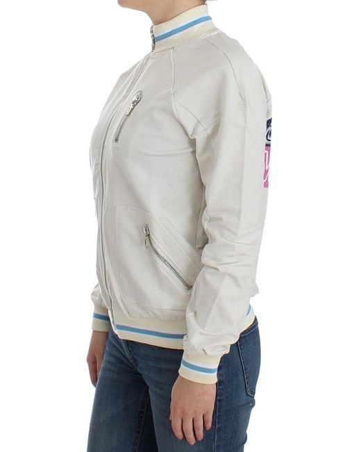 John Galliano White Mock Zip Cardigan Sweatshirt Sweater