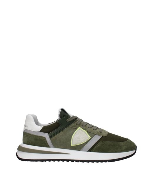 Philippe Model Green Leather Sneakers for men