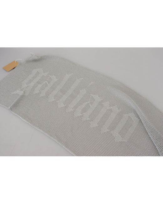 John Galliano Black Gray Logo Knitted Neck Wrap Shawl Foulard Scarf