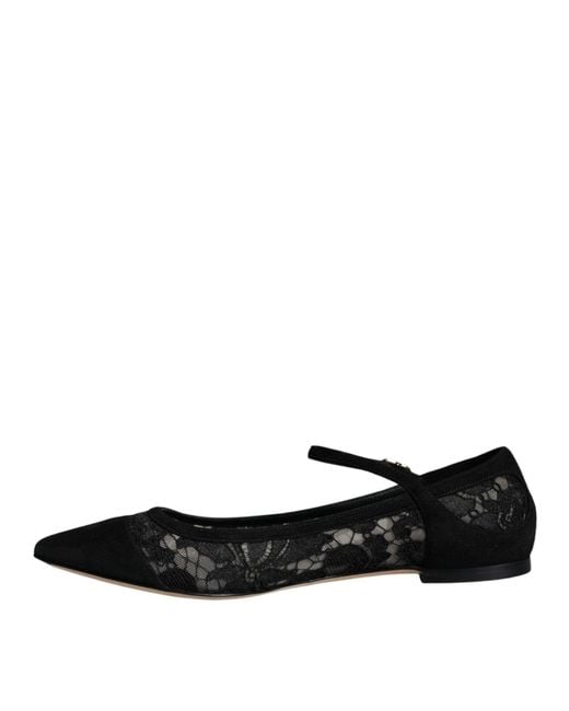 Dolce & Gabbana Black Taormina Lace Bellucci Flats Shoes