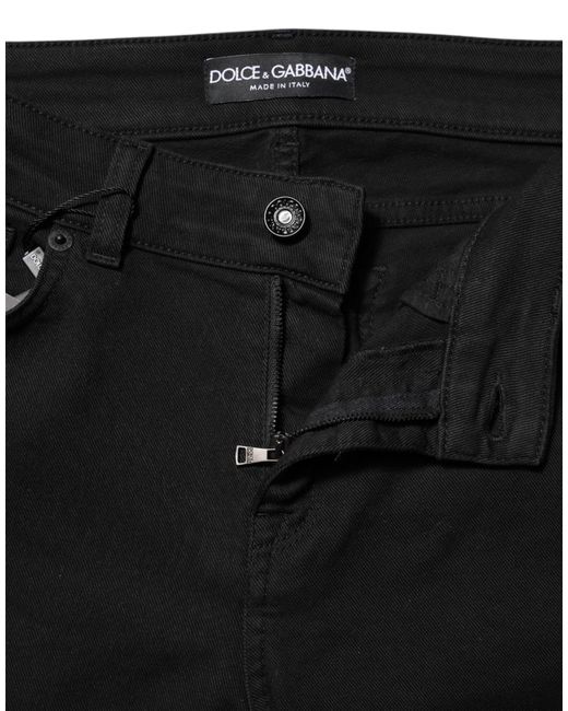 Dolce & Gabbana Black Cotton Skinny Mid Waisted Denim Jeans for men