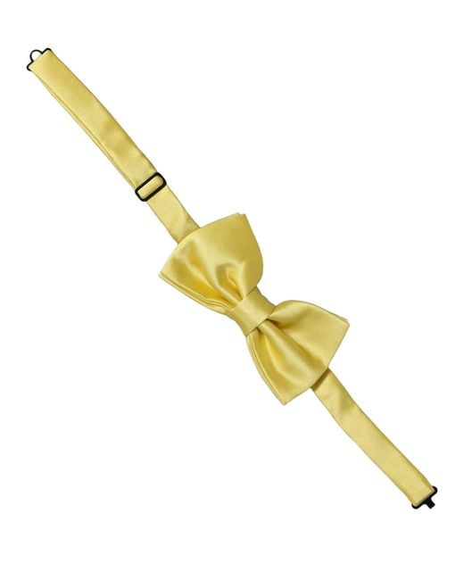 Dolce & Gabbana Men Yellow 100% Silk Adjustable Neck Papillon Bow Tie for men