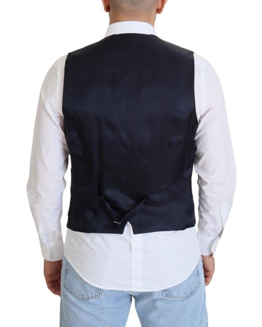 Dolce & Gabbana Blue Wool Vest Classic Fit for men