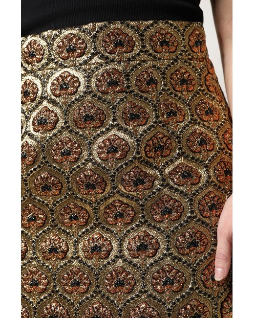 Dolce & Gabbana Brown Polyester Brocade A-Line Mini Skirt