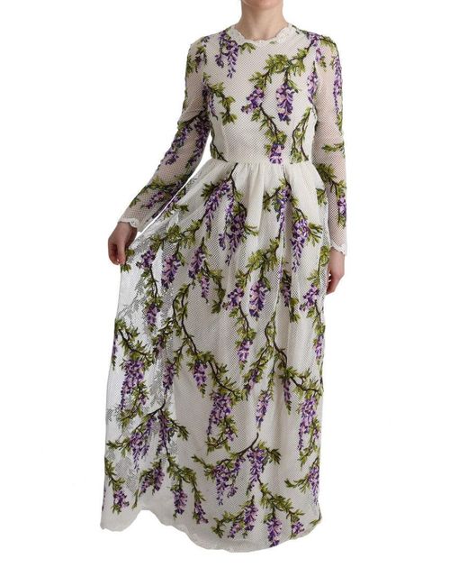 Dolce & Gabbana White Floral Embroidered Maxi Dress
