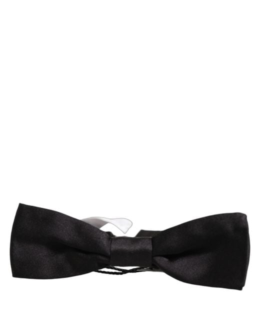 Dolce & Gabbana Black Silk Adjustable Neck Bow Tie for men