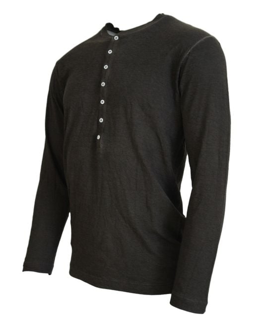 DSquared² Black Cotton Linen Long Sleeves Pullover Sweater for men