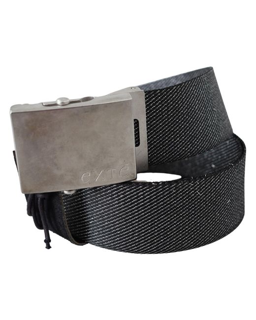 Exte Black Elegant Canvas Waist Belt With Buckle